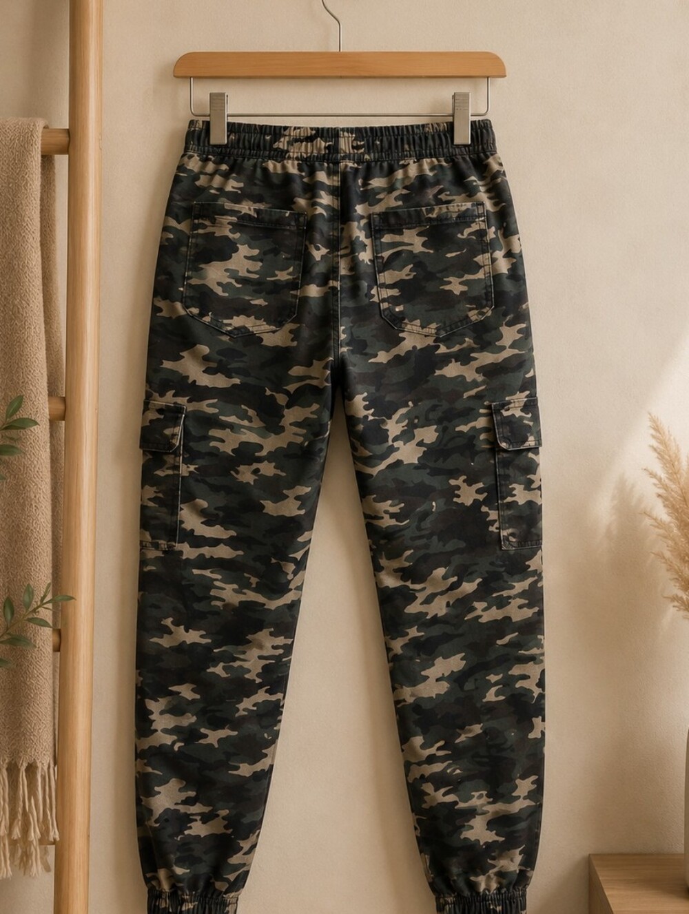 Women's Camo Cargo Jogger Pants - Olive Green